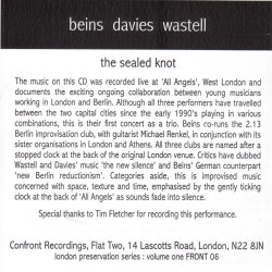 BURKHARD BEINS/RHODRI DAVIES/MARK WASTELL: The Sealed Knot - Cover